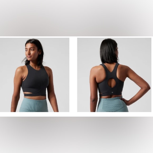 Nwt Athleta Large Conscious Cut Out Crop Top Black D-Dd